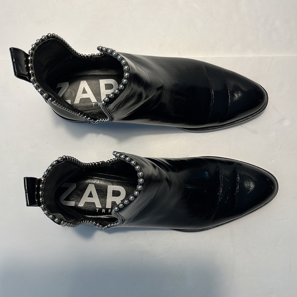 Zara Trafaluc Vegan Leather Cut Out Black Booties, Size 37 EU/ 6.5 - 7 US - Picture 4 of 12